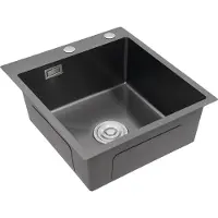 OEM Küchenspüle, langlebiger Edelstahl, vielseitige Installationsmöglichkeiten, Schwarz