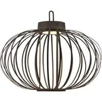 JUST LIGHT LED Tischleuchte Pendelleuchte Akku Touchdimmer Hängelampe Bambus Gitter Garten Außen Innen Dekoleuchte, USB, 1,5W 30Lm warmweiß, DxH 46x37 cm
