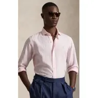 Ralph Lauren für Herren. 710B16700002 Custom Fit sirsaca Hemd mit rosa Streifen (XL), Lässig, Baumwolle, Langarm
