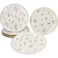 MamboCat Jardin 6er Set Kuchenteller Keramik Ø21cm Blumen gelb lila rosa Dessertteller