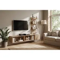 ASM-Moebel Anbauwand Wohnwand Schrankwand JOY DC mit Lamellen und Push-Click System