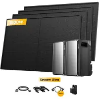 EcoFlow Balkonkraftwerk mit Speicher 3840Wh, Stream Ultra Speicherx2 und 450W Full Black Bifaziale Solarmodulex4 mit Smarten Zähler (0% MwSt)