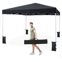 Costway Pavillon 3x3m, Pop-Up Faltpavillon höhenverstellbar, Gartenpavillon wasserabweisend, Partyzelt UV Schutz 50+ mit Tragetasche, 4 Sandsäcken
