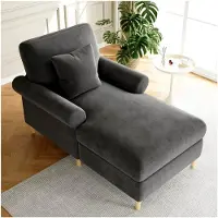 Markenlos Gepolsterter Relaxsessel, klappbarer Schlafsessel, bequemer Lesesessel, Lounge-Sessel, XXL Lesesessel, samtbezogener Lounge-Sessel, Sitzsack für Wohn- und Schlafzimmer, Grau