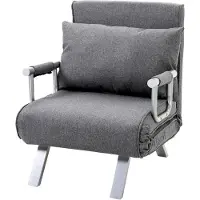 Markenlos 3-in-1 Schlafsessel Klappbar mit Bettfunktion und verstellbarer Rückenlehne, Gästebett in Leinenoptik, Relaxsessel für Wohnzimmer und Schlafzimmer 65 x 69 x 80 cm Hellgrau