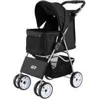 Northix Faltbarer Haustierbuggy mit Netzgewebe, Geländerädern, Schwarz