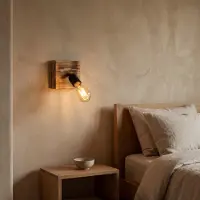 Licht-Erlebnisse Spot Lampe Wand Holz Metall verstellbar geflammtes Schwarz E27 eckig Retro Wandspot