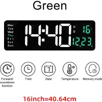 Mc star Große digitale LED-Wanduhr, Fernbedienung, Temperatur, Datum, Wochenanzeige, Speichertabelle, an der Wand montiert, zwei elektronische Wecker, 16 ZOLL, grün