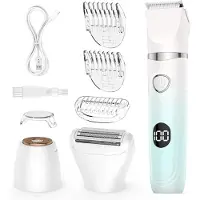 Kuny 3-in-1 Elektrischer Damenrasierer & Bikini Trimmer, Wet/Dry Intimrasierer Wasserdicht, Sanfte Rasur für Körper Beine und empfindliche Haut