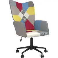 Syfax Stoff Patchwork Sessel höhenverstellbar mit Rollen drehbar 61,5x69x(94,5-102)cm