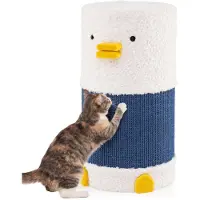 Costway Kratztonne, Ø 35 cm, 66 cm hoch, Katzentonne mit Sisal-Kratzmatte, 2 Katzenhöhlen, Bett & Plüschrand, Kratzbaum, Katzenbaum bis 15 kg, Blau