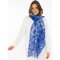 Zwillingsherz Schal "Mosaik", Damen, blau (royalblau), Web, Obermaterial: 100% Polyester, Modetücher Schal, klassisches Muster, transparent