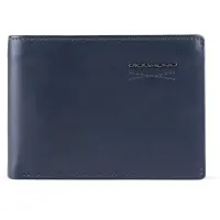 Piquadro Obidos, Leather Wallet, Coin Holder, Blue, For Men
