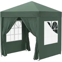 Dopwii Faltpavillon, Bierzelt, 4 abnehmbare Seitenwände, 2 Fenster, Metallrahmen, 2 x 2m, Dunkelgrün