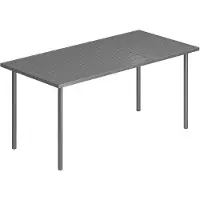 Welikera Gartentisch 165 x 80 cm für 6 Personen Esstisch mit Lamellen-Tischplatte Stahlrahmen, Rechteckig