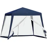 Dopwii Gartenpavillon Pavillon Festzelt Partyzelt wetterfest Zelt mit Moskitonetz Metall + Polyester Blau 3 x 3 m