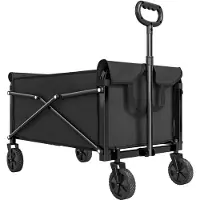Welikera 80L Festivalwagen auf Rädern, kompakter faltbarer Gartenwagen mit verstellbarem Griff, Schwarz