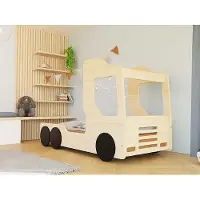 Benlemi Kinderautobett in Form eines Lastwagens TRUCKY – 80x160 cm – Salbeigrün
