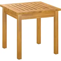 Welikera Beistelltisch 48 x 48 cm wetterfest Gartentisch mit Lamellendesign verstellbaren Füßen, quadratisch