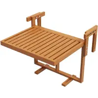 Welikera Balkontisch Klapttisch Gartentisch Outdoor-Klapptisch, wetterbeständig, höhenverstellbar, 68 cm x 65 cm x 55 cm, Teak