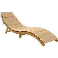 Welikera Sonnenliege klappbare wetterfeste Gartenliege aus Holz mit Polsterung Kopfstütze Tragegriff 183 x 54 x 63 cm, Beige