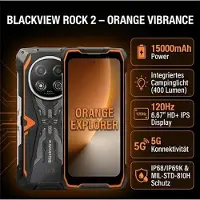 Blackview ROCK 2 Outdoor Handy: 5G, 15000mAh Akku, Android 16, 24GB RAM, 256GB ROM, 6,67" 120Hz Display, 33W Fast Charge, NFC, Robustes Smartphone