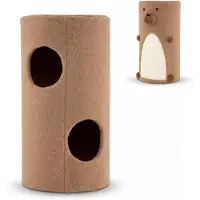 Costway Kratztonne, Ø 35 cm, 66 cm hoch, Katzentonne mit Sisal-Kratzmatte, 2 Katzenhöhlen, Katzenbett, Kratzbaum, Katzenbaum bis 15 kg, Braun