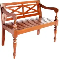 Helloshop26 - Batavia Bank/Sitzbank 98 x 50 x 82 cm massives dunkelbraunes Mahagoniholz 02_0010924
