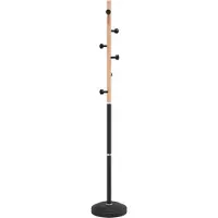 Helloshop26 - Moderne freistehende Garderobe für den Flur 177 x 30 cm mit 6 Haken schwarzes Eisen Aufbewahrung 02_0047585