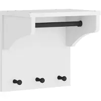 Helloshop26 - Praktische Wandgarderobe mit 3 Haken Ablagefläche 43 x 30 x 42 cm Massivholz weiß
