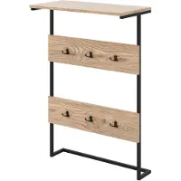 Helloshop26 - Wandgarderobe 59,5 x 30 x 88,5 cm mit Ablage und 6 Haken modernes Design braunes Metall