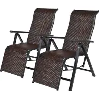 Helloshop26 Transat - - Set von 2 - Faltbar - PE-Rattan - Verstellbar