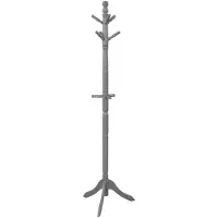 Helloshop26 Freistehender Kleiderständer - - 9 verstellbare Haken - Gummibaumholz - 3-Fuß-Basis - Höhe 138-175 cm