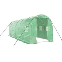 Helloshop26 - Gewächshauszelt für Pflanzen Blumen und Gemüse mit Stahlrahmen 12 m2 6 x 2 x 2 m grün
