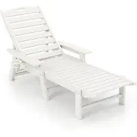 Helloshop26 Gartenliege - - 196-169 x 75 x 31,5-65 cm - Rückenlehne 4 Positionen - Widerstandsfähiges HDPE - Drehbarer Becherhalter
