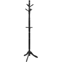 Helloshop26 - Verstellbare Garderobe mit 9 Haken 50 x 50 x 138–175 cm platzsparend stabil modernes Design schwarzes Gummibaumholz