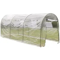 Helloshop26 Gartenhaus - - 1602006 - 450x190x200 cm - Transparentes PVC - Pulverbeschichteter Stahlrahmen