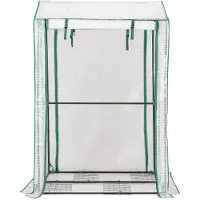 Helloshop26 - Tragbares Gartengewächshaus 100 x 81 x 150 cm mit 4 Gittern und leichtem Zugang aus weißem PE-Kunststoff 20_0020050