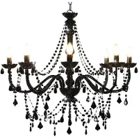 Helloshop26 - Antiker Perlenleuchter 80 x 75 cm mit 8 E14-Glühbirnen schwarzes Metall 02_0046411