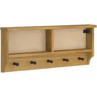 Helloshop26 - Platzsparende Wandgarderobe 87 x 12 x 35 cm mit 5 Haken rustikaler Stil Kiefer- und Walnuss-Finish 02_0056693