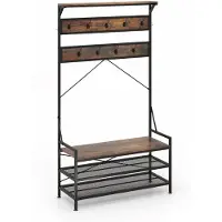Helloshop26 Garderobe - - 4 in 1 - 11 Haken - Bank und Schuhregal - Tragfähigkeit 155 kg