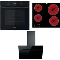 Whirlpool Backofen OMK58CU1SB + Kochfeld AKT8090NE + Haube WHVP62FLTSK