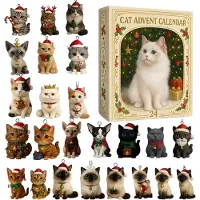 Meoiruery Katzen-Adventskalender 2025, 24 2D-Acryl-Anhänger für Katzenliebhaber