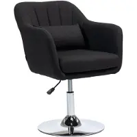 SUGIFT Bürostuhl Küchenstuhl Leinenoptik Polyester, Esszimmerstuhl drehbar höhenverstellbar, Schwarz | 360° drehbar | bis 136 kg | 60 x 60 x 79–91 cm