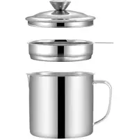 Meoiruery Ölfilter aus Edelstahl 304 mit Deckel zum Auffangen von Ölresten, Haushaltsölfilter, Ölbehälter mit Auslauf