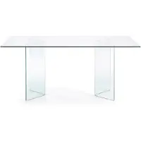 Natur24 Burano Esstisch aus gehärtetem Glas mit Doppelfuß 180 x 90 cm für 8 Personen