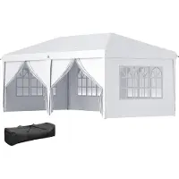Outsunny Pavillon 5,85 x 2,95m Gartenpavillon, Faltpavillon mit UV-Schutz, Stahl