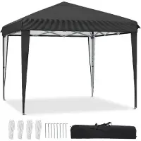 BALCONERA 3x3 m Faltpavillon wasserdicht Pavillion Partyzelt Gartenzelt Gartenpavillon UV-Schutz, Schwarz