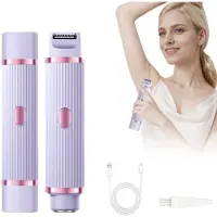 Kuny Intimrasierer Damen Elektrisch 2 in 1 Doppelkopf, Bikini Trimmer IPX7 Wasserdicht Nass Trocken, Lady Shaver für Intimbereich Gesicht Achseln Beine