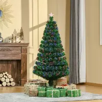 SUGIFT Künstlicher Weihnachtsbaum 150 cm mit Glasfaser LED, Christbaum PVC-Spitzen, Grün | 75 x 75 x 150 cm | 180 Spitzen | 3,35 kg | Metallständer